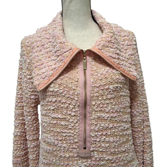 Soft Surroundings Dreamy Pink Marled Half-Zip Sweater Flare Sleeves Sz M Cozy - Picture 4 of 10